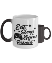 Eat-sleep-game-repeat ,  Heat Sensitive Color Changing Coffee Mug, Magic  - £19.97 GBP
