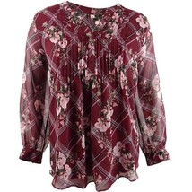 Charter Club Womens Plus 0X Carriage Red Combo Printed Blouse Top NWT CL39 - $39.19