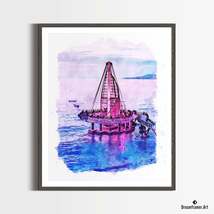 Premium Art Print Puerto Vallarta Pier in Watercolors, by Dreamframer Art - £30.22 GBP+
