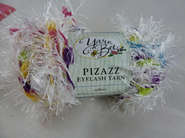 Yarn Bee Pizazz Eyelash Pebble White w multiclor spots Polyester 49 Yds ... - $3.95