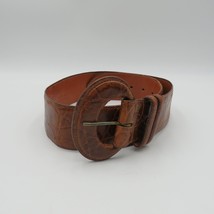 Zele Belt Womens Size Large 32&quot; Brown Leather Wide Waist Wrapped Buckle - £19.60 GBP