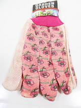 Garden Gloves Pink Floral Pattern with Grip Dots One Size Adult Gardening Glove - £5.45 GBP