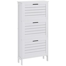 Narrow White Entryway Shoe Cabinet with 3 Flip Drawers &amp; Louvered Doors - $2,434.61 MXN