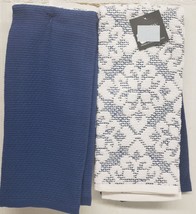 Set of 2 Different Kitchen Towels (16&quot; x 26&quot;) FLOWERS DESIGN &amp; BLUE, Pantry - £11.83 GBP