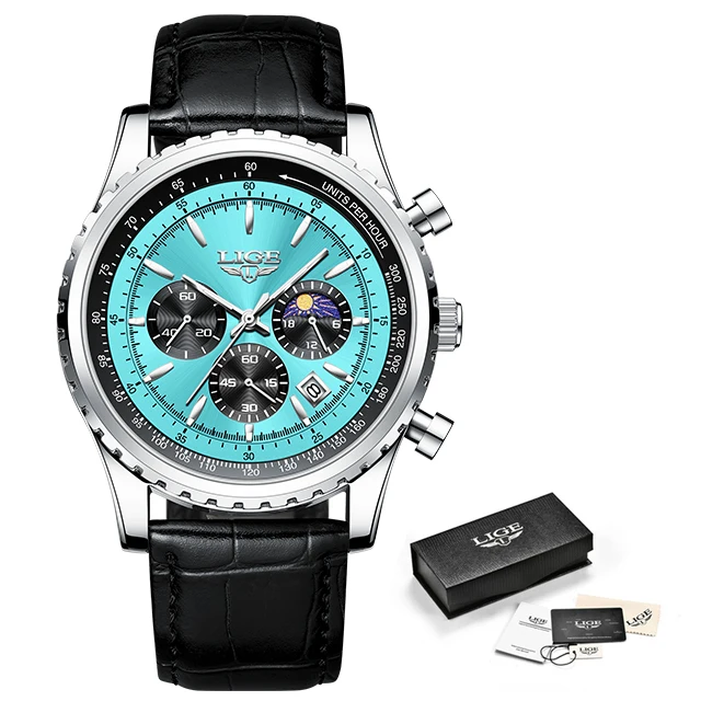  LIGE Men&#39;s    Men Wrist Watch Leather Watch  Waterproof Male Clock  Masculino+B - £97.46 GBP