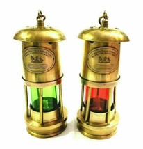 Set of 2 Vintage Brass Minor Lamp Nautical Ship Boat Light Lantern Antique Decor - £51.55 GBP