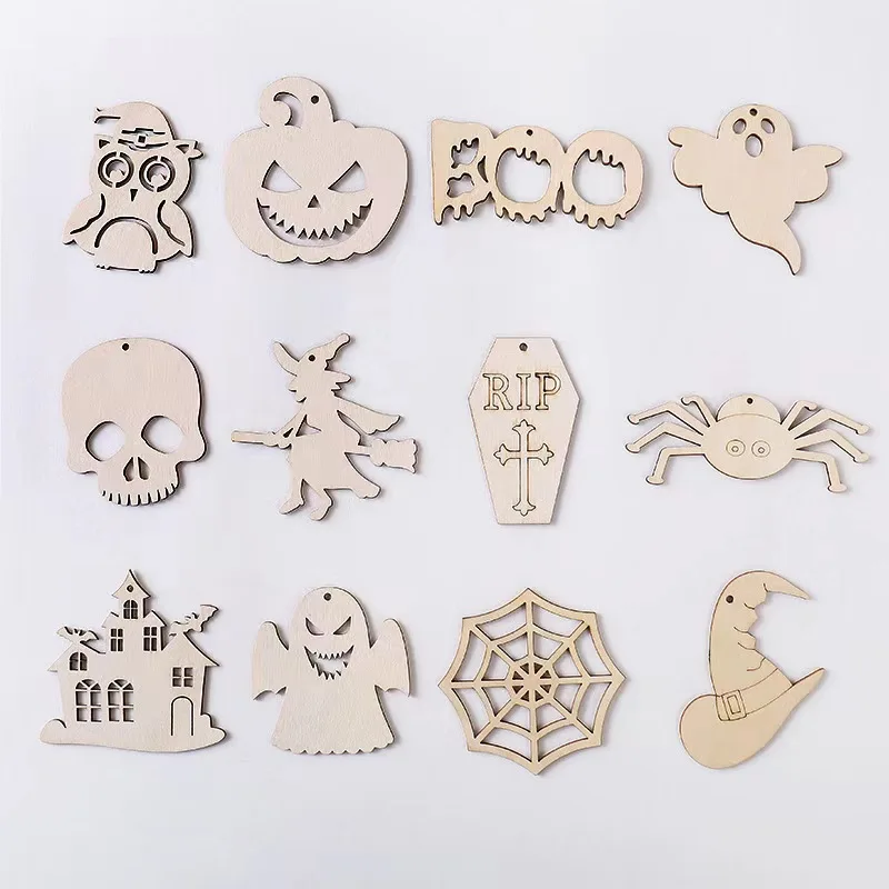 12Pcs Halloween Wooden Crafts Spider Pumpkin Ornament For Home -12pcs mi... - €9,76 EUR
