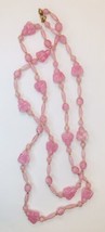 Vintage Pink Plastic Buddha Budha Flapper Beads Necklace 1950&#39;s 60&#39;s Hong Kong - £39.95 GBP
