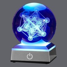 3D Metatron&#39;S Cube Crystal Ball With Led Colorful Lighting Touch Base, Flower Of - £36.76 GBP