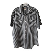 Ely Cattleman Men&#39;s Western Shirt L | Black Gray White Stripe Snap Butto... - $19.80