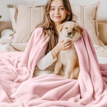 Bedsure Fleece Blanket Queen Blanket Pink - Bed Blanket Soft - £35.92 GBP
