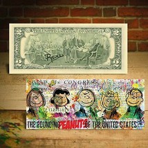 P EAN Uts Founding Fathers In Peanuts We Trust $2 Us Bill Pop Art Signed By Rency - £18.17 GBP