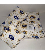NWT Deborah Connolly 6 Piece Cotton Bath Towel Set Evil Eye White/Blue/Gold - $135.82 CAD