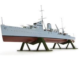 Level 3 Model Kit HMS Ajax Light Cruiser 1/600 Plastic Model Kit by Airfix - $43.54