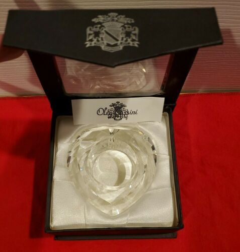 Oleg Cassini 3.5" Heart Shaped Crystal Clear Votive New in Box - Signed - $19.34
