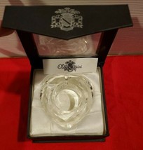 Oleg Cassini 3.5&quot; Heart Shaped Crystal Clear Votive New in Box - Signed - £15.32 GBP