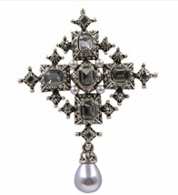 Stunning Vintage Look Silver plated King Cross Celebrity Brooch Broach P... - $18.45