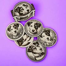 Jack Russell Terrier Coaster Set: Handmade Wooden Dog Coasters with Stor... - $30.00