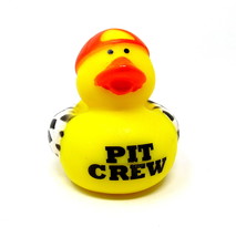 Race Car Driver Rubber Duck 2&quot; Pit Crew Checkered Flag Sports Racer Squirter - £6.71 GBP