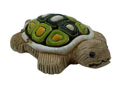 Turtle Miniature Figurine Ceramic Brown Stone Small Vintage Abstract Art 2&quot; - £7.90 GBP
