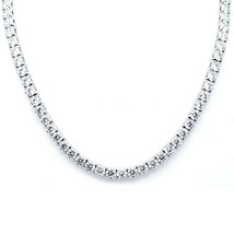 24CT Round-Cut VVS1 Real Moissanite Tennis Necklace 14K White Gold Plated 16&quot; - £703.22 GBP