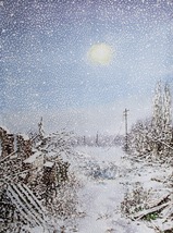 Winter Ukraine 2022 Watercolour Painting Snowy Landscape Original by Mykola Dzvo - £151.87 GBP