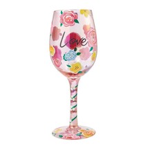 Love Lolita Wine Glass Pink Floral 15 oz 9" High Boxed Collectible #6009227 image 1