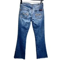 7 For All Mankind Bootcut Jeans Blue Size 25 Low Rise Embellished Pockets  - £34.88 GBP