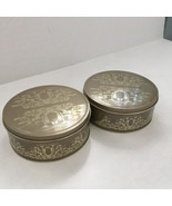 Vintage set of two small matching decorative cookie tins gift container - $19.75