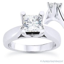 Square Brilliant Cut Moissanite 14k White Gold 4-Prong Solitaire Engagement Ring - £876.20 GBP+