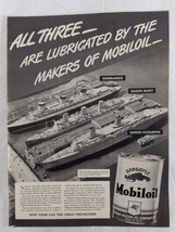 Life Magazine Print Ad 1940 Mobil Oil Normandie Queen Mary  Queen Elizabeth - $11.88