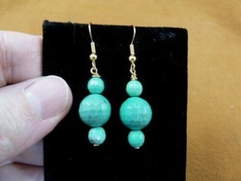 EE397-1 faceted 12 + 6mm green Moss Agate gemstone gold tone dangle earrings - £10.99 GBP