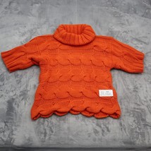 French Connection Sweater Womens S Orange Knit Quarter Sleeve Turtle Nec... - $22.75