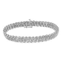 Elegant Miracle Set Diamond Two Row s Link Bracelet in Sterling Silver - $296.00