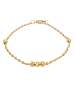 22ct Gold Baby Bracelet Diamond Cut Beads &amp; Cable link Chain 5 Inches - €353,88 EUR