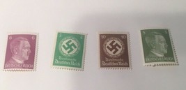 Original Nazi Germany 3Rd Third Reich Swastika &amp; Hitler Stamps [4 Stamps ] - $9.49