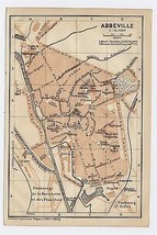 1919 Original Antique City Map Of Abbeville / Northern France - $24.39