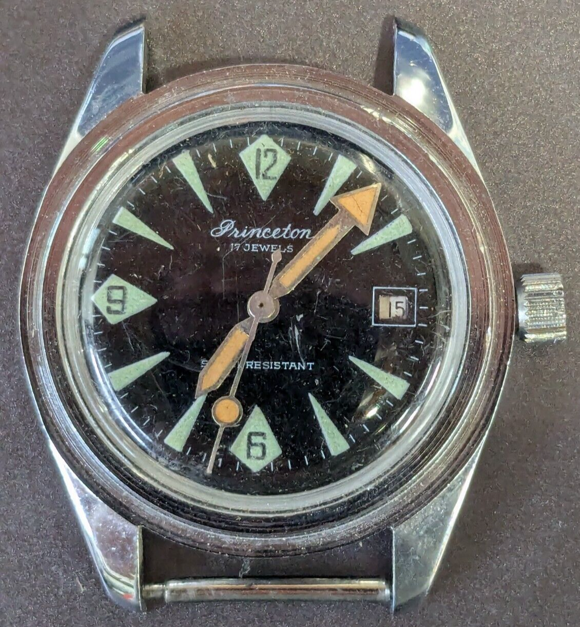 Men’s Vintage Princeton 17J Mechanical Wristwatch - Lume Markers &amp; Hands... - $59.39