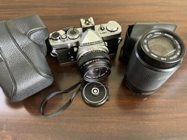 Olympus OM1 35mm SLR Film Camera w/ body cap &amp; cover &amp; Zoom lens -  Works - £154.28 GBP
