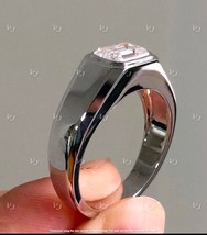 1Ct Emerald Cut Simulated Moissanite Men&#39;s Engagement Ring 14K White Gold Plated - £60.11 GBP