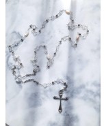 Mother of Pearl, Crystal Glass Rosary Prayer Beads 54 Beads - $22.00