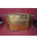 Antique Early 1900s Copper Tub Boiler, W/Lid Red Wood Handles Farmhouse ... - £258.13 GBP