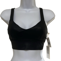 Good American Women 1 Small Leatherette Sports Bra Black Faux Leather V Back NWT - £22.04 GBP