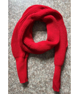 Fiery Red Wrap Up Sleeved Plain Knit Scarf - $10.23