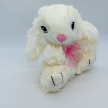 Dan Dee 6&quot; Plush Stuffed Ivory White Easter Bunny Rabbit w/Pink Ribbon B... - $9.46