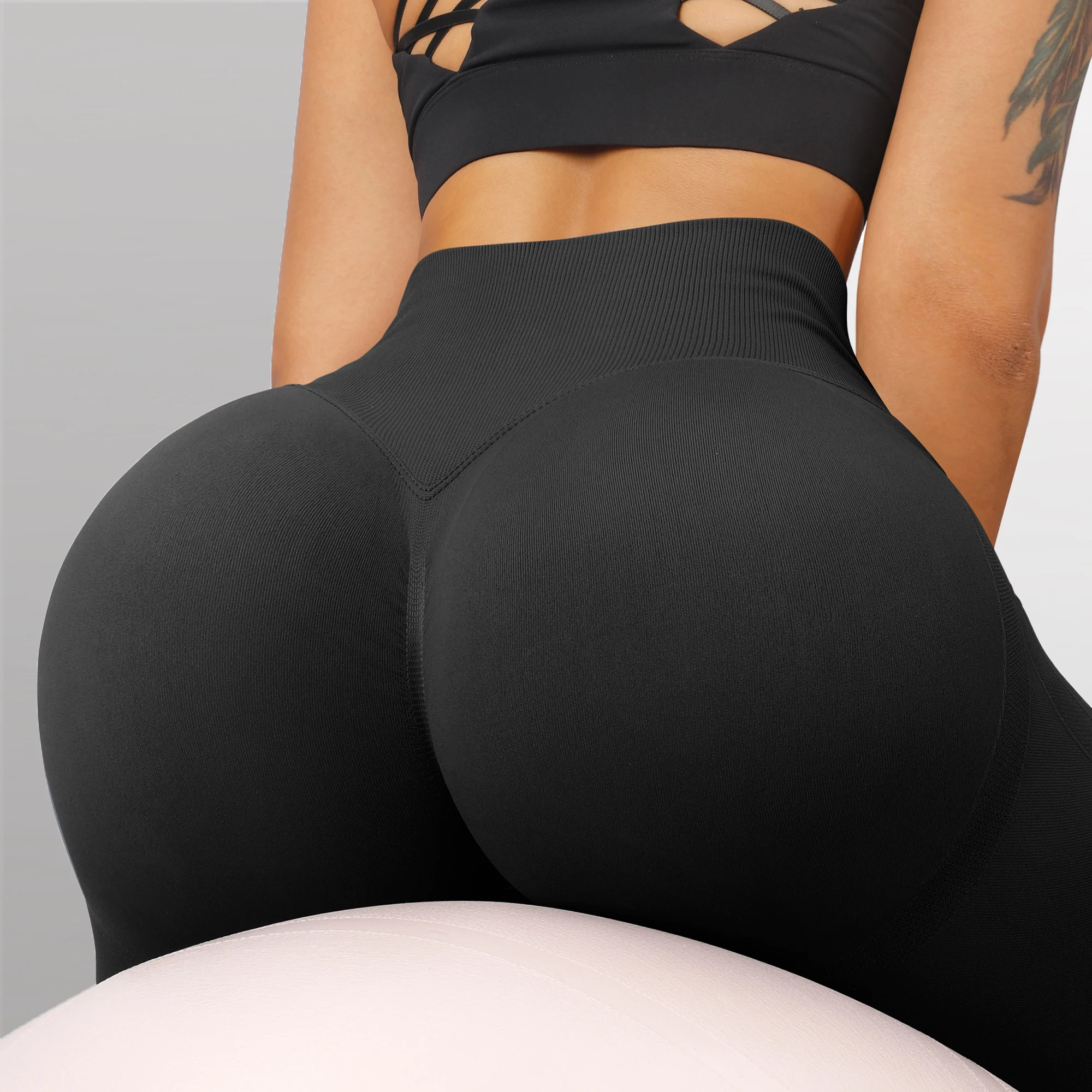 Sporting RUUHEE Seamless Leggings Solid Scrunch A Lifting Booty High Waisted Spo - £39.78 GBP