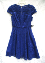 Muse Cobalt Blue Iridescent Lace Dress Womens Size 0 NEW with Tags Cotton Blend - £26.98 GBP