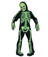 Boys Skeleton Halloween Costume 3-D Green Skelebones Jumpsuit, Mask 6 Pc... - £19.25 GBP