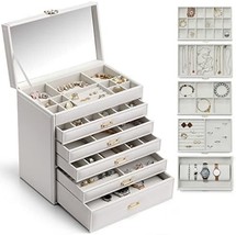 Huge Jewelry Box Organizer Storage Of Necklaces, Rings,, By Vlando (White). - £40.86 GBP