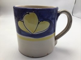 Lamas Coffee Tea Mug Cup Hand Painted Thrown Italy Pottery Blue Vintage - £19.57 GBP